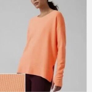 Athleta Coaster Luxe Waffle pale Peach Pullover Sweatshirt size M